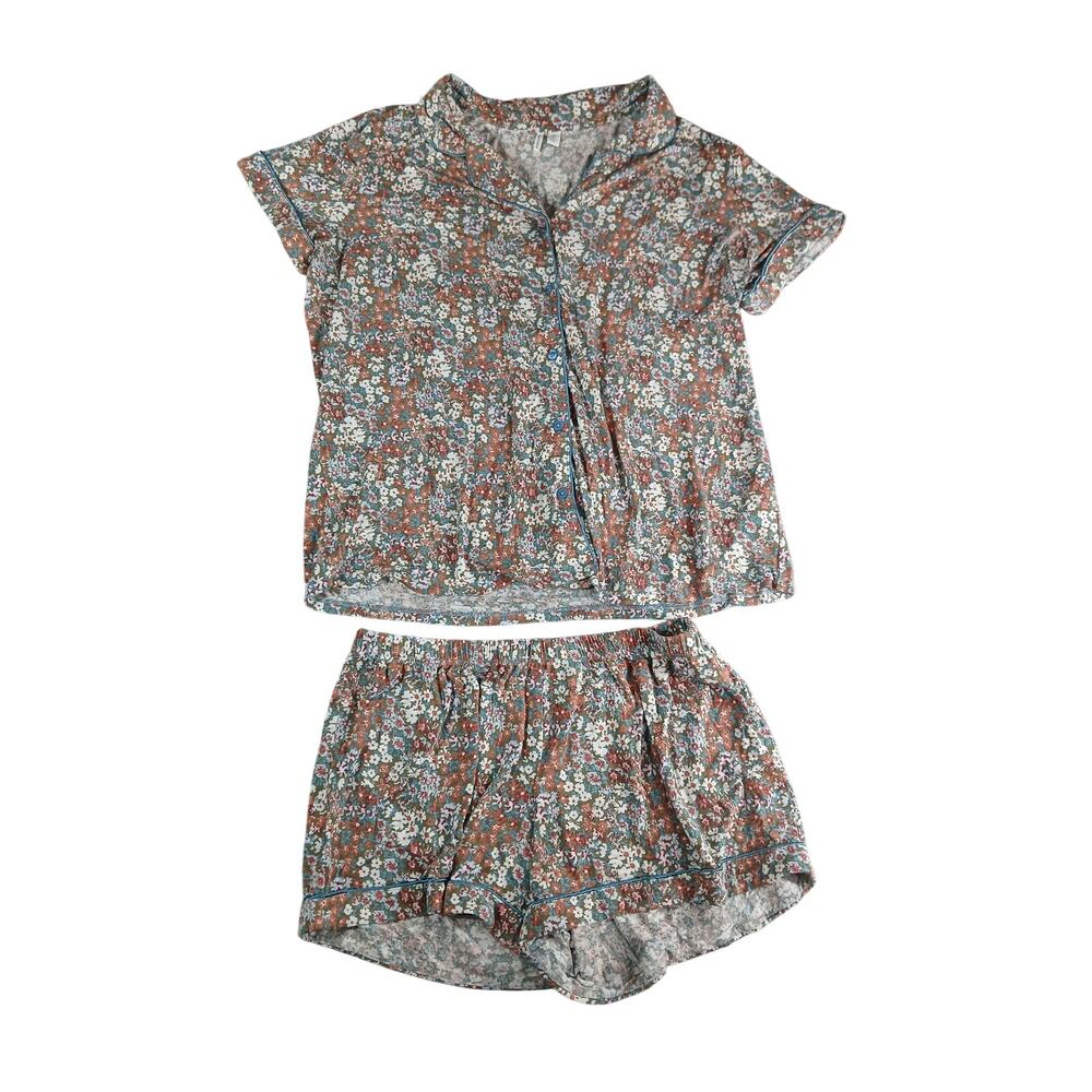 Nordstrom Pajama Set Womens Medium Multicolor Floral Shorts Sleep Breathable